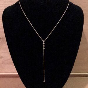 CZ dainty Y lariat necklace gold tone minimalist boho LAST ONE!!